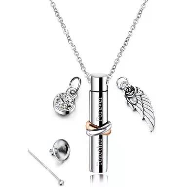 China Wholesale Human Ash Pendant Necklace For Ashes Adult Cremation Jewelry 316L Stainless Steel Cremation Jewelry Silver Cross Urn Pendant Necklace for sale