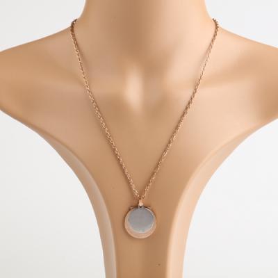 China Unique Hot Sale Fashion Design Fashion Unique Gold Lead Free Minimalist Nickel And Gold Layer Multi Layer Round Pendant Chain Necklace for sale