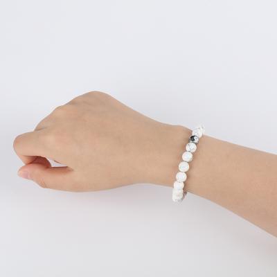 China Yin Yang Bracelet White Natural Stone Beads Feng Shui Bracelet Beaded Charm Bracelet Couples Zinc Alloy Bracelets for sale