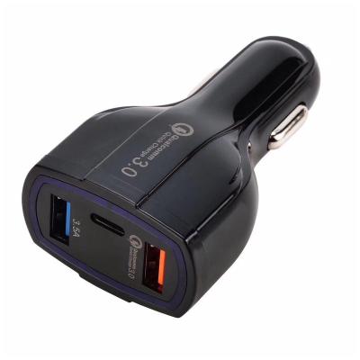 China China-chic New HQG QC3.0 3.5A 3 Left Type-C 3 USB C Cigarette Lighter Charger USB Car Fast Charging Charger For Type-C for sale