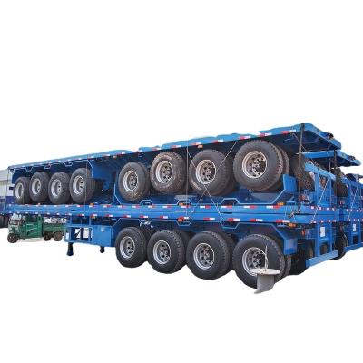 China Truck Trailer Truck Trailer Flatbed Trailer 3 Axles 60tons 13M Container Carrier Used Truck Flatbed Trailer for sale