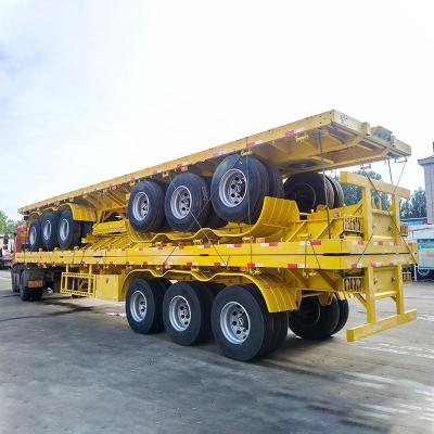 China Truck Trailer New Used 3 Axles 40ft Flatbed Container Carrier Semi Trailer For Sale for sale