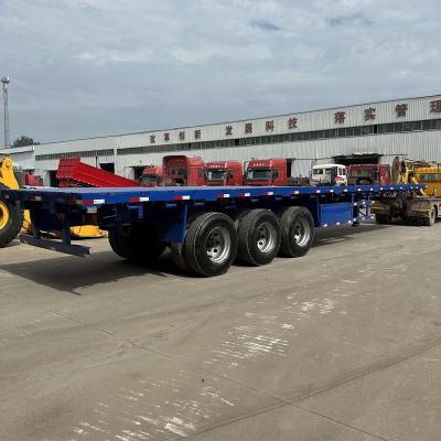 China Truck Trailer Used 3 Axle 40ft Flatbed Trailer Flatbed Container Trailer Container Semi Trailer for sale