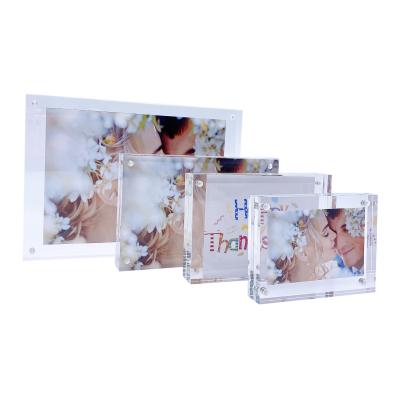 China Decoractive Amazon China Factory Hot Sale Clear Photo Frames 2cm Double Side Magnetic Acrylic Photo Frame for sale