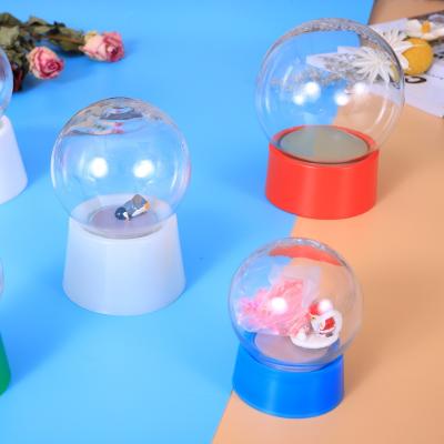 China Europe Diy Gift Plastic Empty Snow Globe With Color Base Children Diy Plastic Snow Globe for sale