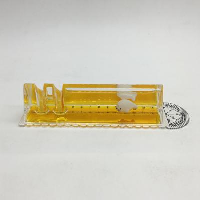 China Transparent Plastic Ruler Ruler For School Office Gifts With Liquid Filled Pen Holder for sale