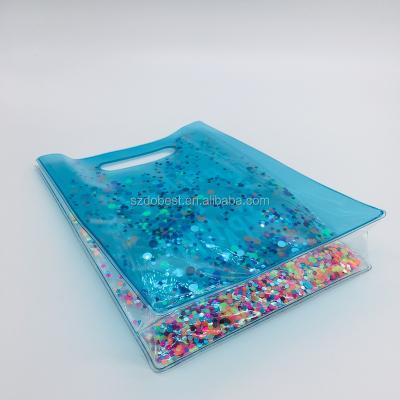 China Fashion Clear Clear Plastic Travel Makeup Cosmetic Bag With Glitter for sale