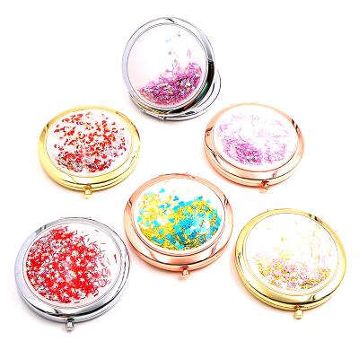 China Customized Portable Handheld Personalized Children's Metal Cosmetic Pocket Makeup Mirror for sale