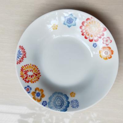 China 9 Inch Porcelain Workable Dish Round Edge Soup Dishes With Decal Plate Plain Dish for sale