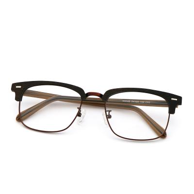 China Unisex Full-rim Wood Grain Acetate Optical Glasses Frame MR H004B for sale