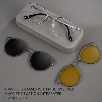 China Full Rim Frame Clip On Glasses Magnetisch Puur Titanium Bedrijfsglas Aluminium Te koop