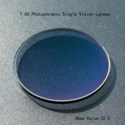 China 1.60 Photochromic Anti Glare Lenses HMC AR Coating Ophthalmic Lenses For Block EMI for sale