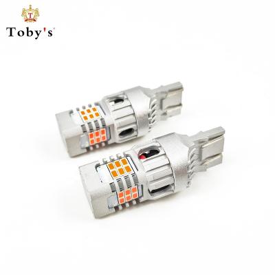 China High power car led bulb 12V T20 7443SMD canbus interior led amber-clear color 1156 1157 3157 3156 7440 7443 ILX for sale