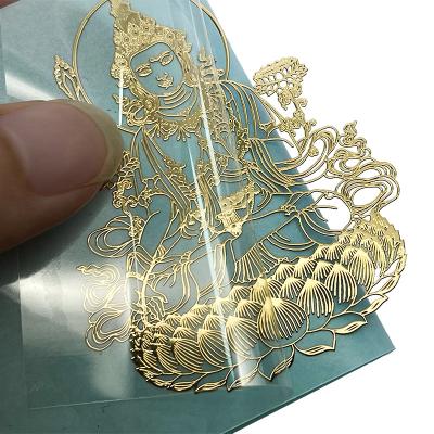 China Durable and easy to stick Customized Electroforming Logo Transfer Label Rose Shiny Gold Metallic Packaging Label Nickel Label Sticker for sale