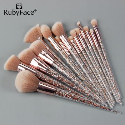 China Angular Blush RubyFace 15PCS Wholesale Makeup Brush Diamond Glitter Makeup Brush Cosmetics Brush for sale