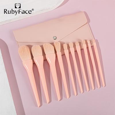 China Angular Blush RubyFace 10 Piece Makeup Brushes Colorful Private Label Make Up Brush OEM Available Makeup Brush for sale