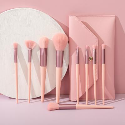 China Angular Blush New Arrivals 9 Pcs Makeup Brush Pink Makeup Brush Bundles Synthetic Handle Makeup Brush Kits for sale