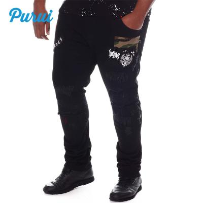 China New Plus Size Custom Men's Big And Tall Denim Stretch Distressed 