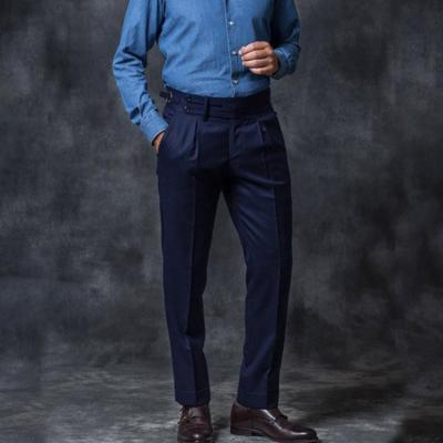 China Wholesale Men's Trousers Anti-Wrinkle Business Casual Navy Suit Pants Slim Fit Male Straight Trousers for sale