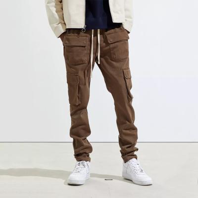 China Custom Pocket Standard Size Fabric Anti-Wrinkle Fashion Drawstring Jogger Pants Casual Cargo Pants Men for sale