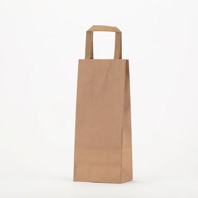 China Recycled Materials Restaurant Eco Food Takeaway Grocery Take Out Brown Kraft Paper Packaging Bag With Flat Handles for sale