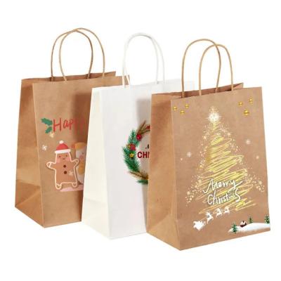 China 2024 Bulk Wholesale Materials Recycled Christmas Gift Paper Bag Kraft Paper Bag Factory Cheap Paper Bag for sale