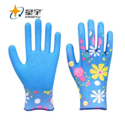 China Custom Gardening Gloves Xingyu Polyester Latex Gloves Gardening Bulk General Purposes for sale