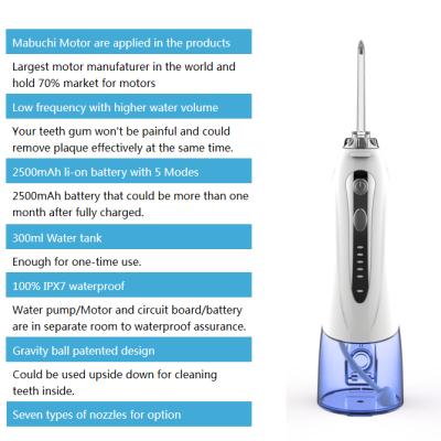 China H2ofloss Outdoor Rechargeable Electric Toothpick 5 Modes Water Toothpick OEM/ODM Dental Floss Irrigator for sale