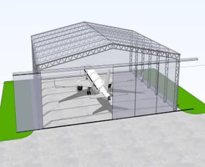 China Geavanceerde staalstructuur hangar 5m - 6m hoogte metalen vliegtuig hangar Te koop