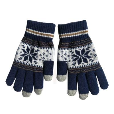 China Touch Screen Jacquard Men And Women Acrylic Knitted Warm Outdoor Ski Driving Touch Screen Winter Cycling Gloves for sale