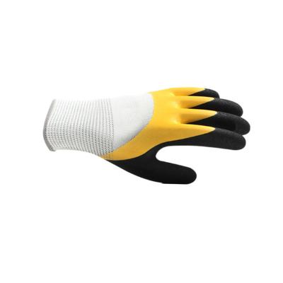 China Industrial Polyester Latex Coated Work Safety Rubber Latex Ply Palm Coated Gloves for sale