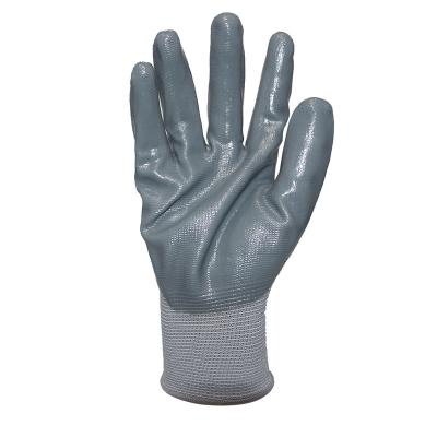 China Industrial 13 Gauge Nitrile Glove White Nylon Black Nitrile Work Palm Coated Nitrile Dipped Gloves for sale