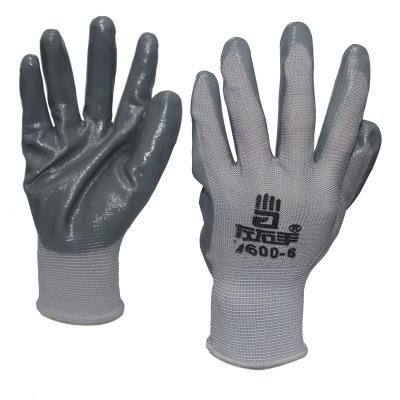 China Industrial Smooth Nitrile Safety Work Glove Construction Coated Latex Coated Nitrile Nylon Gloves For Work for sale