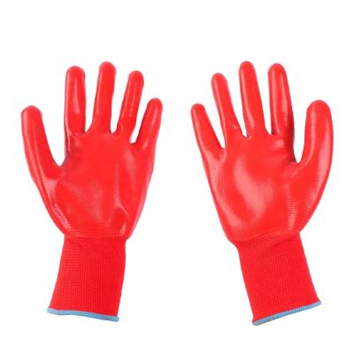 China Red 13 Gauge Industrial Coating Polyester Nitrile Coated Work Glove Nylon Nitrile Full Work Gloves for sale