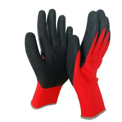 China Industrial Red 13 Gauge Polyester Ply Latex Coated Gloves Safety Work Nylon Knit Rubber Dipped Gloves for sale