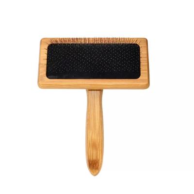 China Wholesale Custom Cat Dog Grooming Slicker Brush Logo Bamboo Wood Pet Pin Cleaning Factory for sale