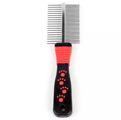 China Double Pin Dog Hair Combs Pet Grooming Products Pet Stocked Comb Stainless Steel Cleaning Comb for sale