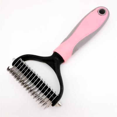 China Sale Best Pet Hair Deshedding Tool 2 Pet Grooming Tool 2 Sided Dematting Rake Brush Steel Combs For Small Pet Dogs And Cats animals for sale