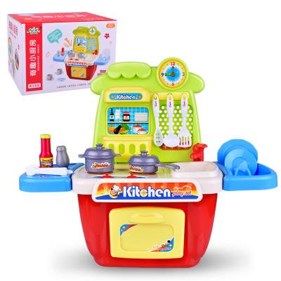 China Plastic Carry-On Kitchen Set Popular Toy Pretend Play Kitchen With Light And Sound for sale