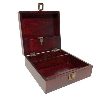 China Handmade Locking Stash Box with Rolling Tray Wood Stash Box with Lock and Key Jewelry Storage Box Organizer for sale