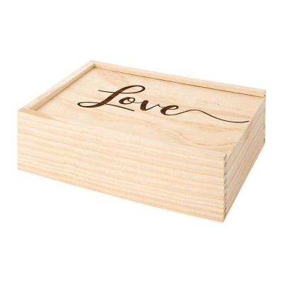 China Handmade Wholesale Natural Wooden Memory Box Keepsake Photo Wooden Gift Box With Sliding Lid for sale