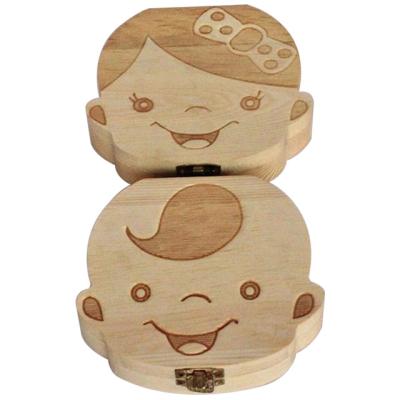 China Childhood Antique Imitation Souvenir Printing Wooden Tooth Storage Box for sale