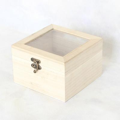 China Handmade Groceries Storage Box Eternal Life Flower Box Clear Cover Wooden Packaging Box for sale