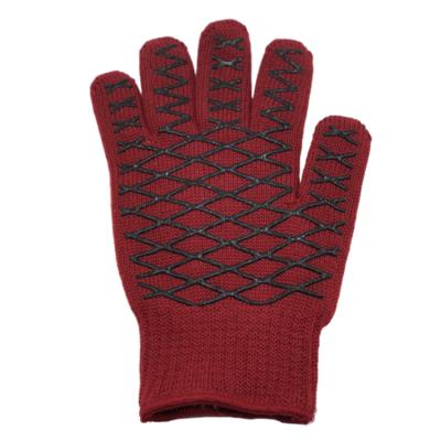 China Safety Work BBQ Double Layer Silicon Gloves Heat Resistant Side Kitchen for sale