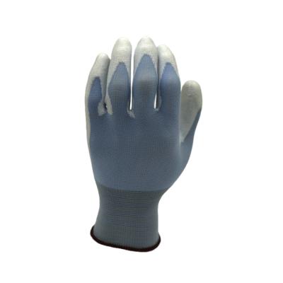 China Factory Direct Sale Safety Comfortable Nylon Palm Dipped Hand Gloves Blue/White Construction PU Coated Work Gloves for sale