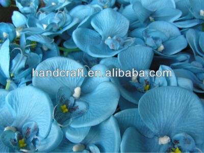 China Wholesale Fabirc Artificial Flowers Blue Orchid Silk Stem Long For Wedding Decoration for sale