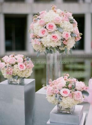 China Natural Pink Rose White Hydrangea and Dusty Miller Contact Arrangements for sale