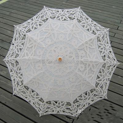 China Battenburg Lace Parasol and Fan Victorian White Embroidered Sun Umbrella Set Bride Size Adult Vintage for sale