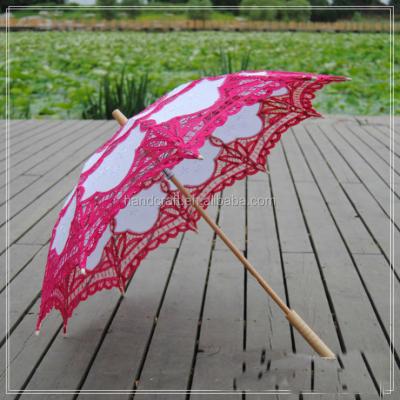 China 100% Handmade Victorian Red Lace Umbrella Weddings for sale