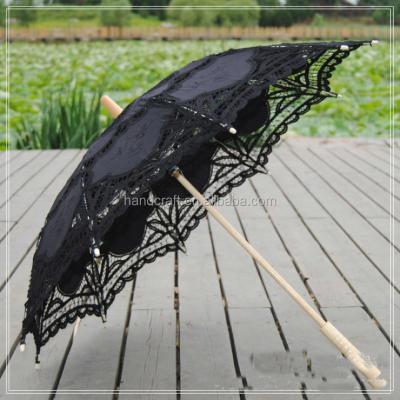 China Victorian Black Battenberg Lace Parasols Wedding Decoration for sale